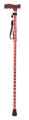 Folding Engraved Red Walking Stick