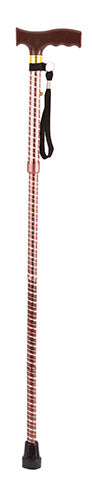 Folding Engraved Brown Walking Stick