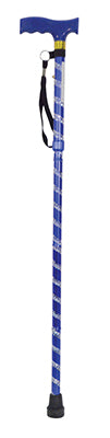 Folding Engraved Blue Walking Stick