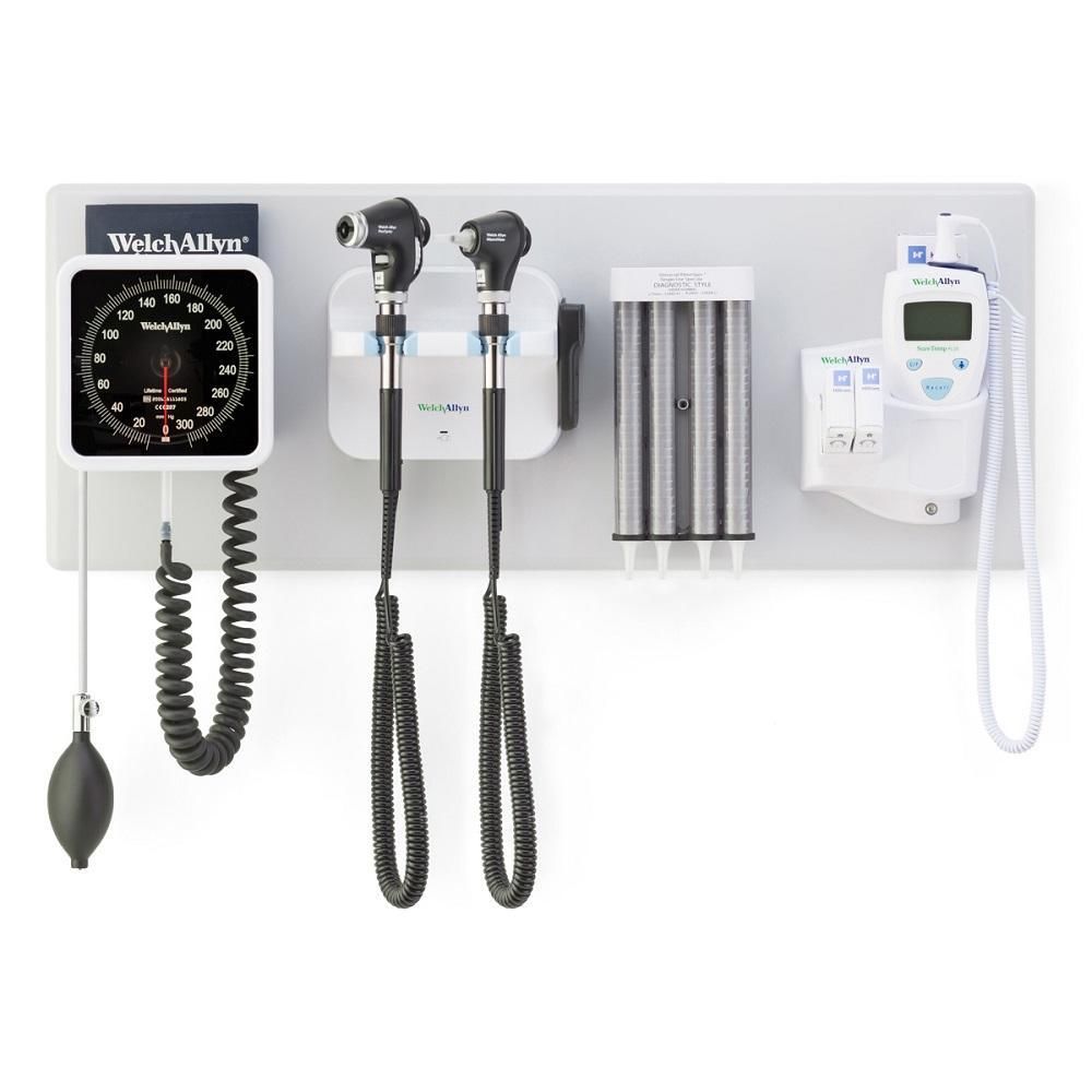 welch allyn wall system - panoptic plus / macroview plus / iexaminer / dispenser / aneroid / suretemp
