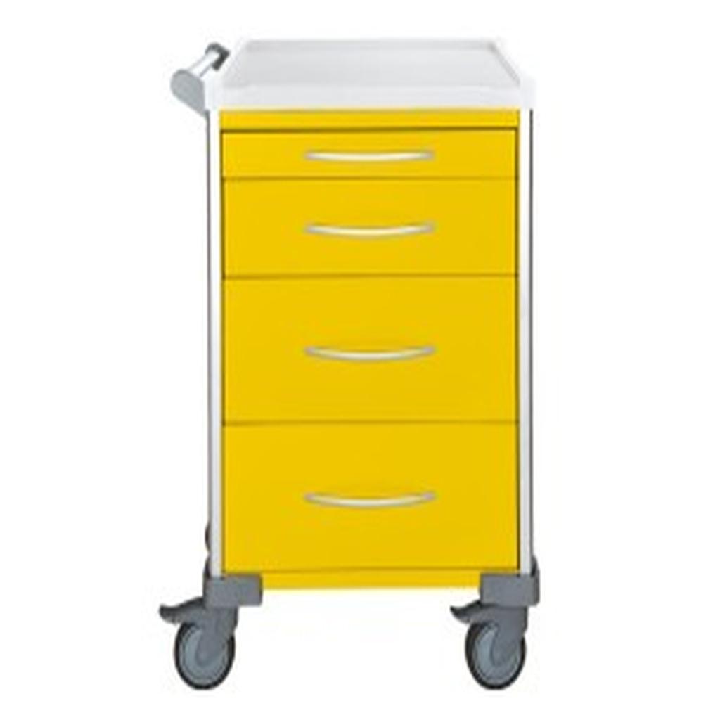 Isolation Cart, Standard, 4 Drawer (1x 75mm, 1x 150mm, 2x 235mm), Yellow, UniCart
