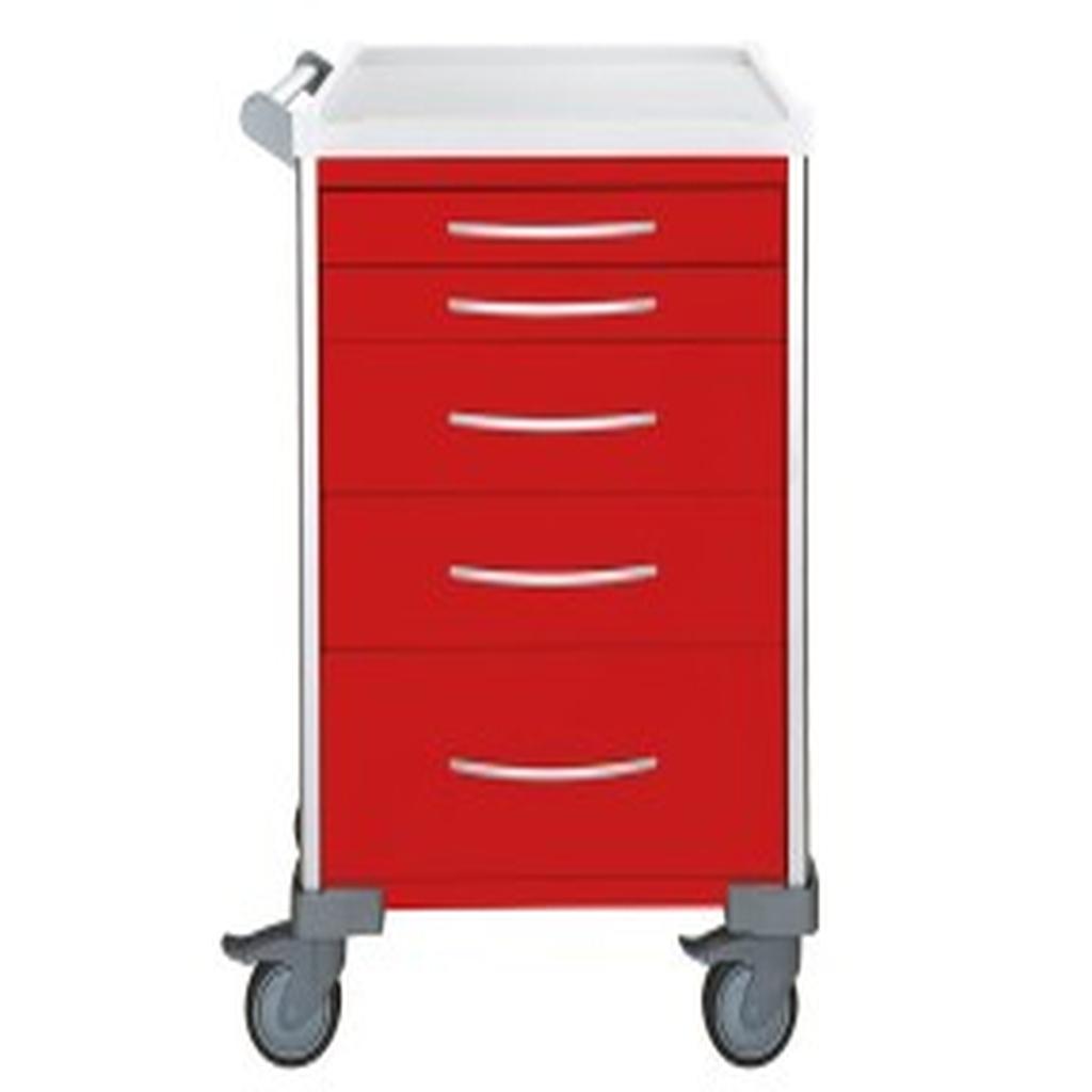 Emergency Cart, Standard, 5 Drawer (2x 75mm, 2x 155mm, 1x 235mm), Red, UniCart