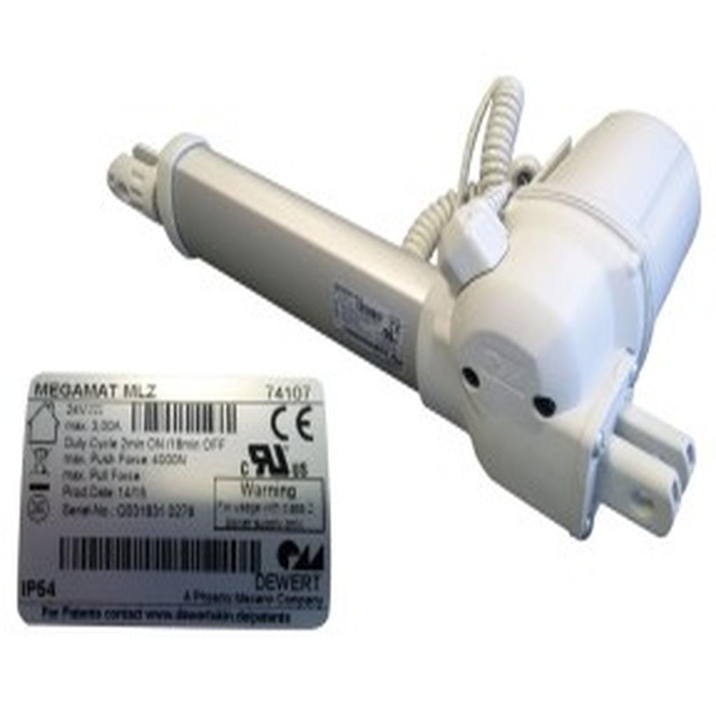 Linear Actuator, Grey, 2 Pin Round Plug, Dewert Megamat MLZ 74107, to suit Alrick 2000 Series Wide Bed
