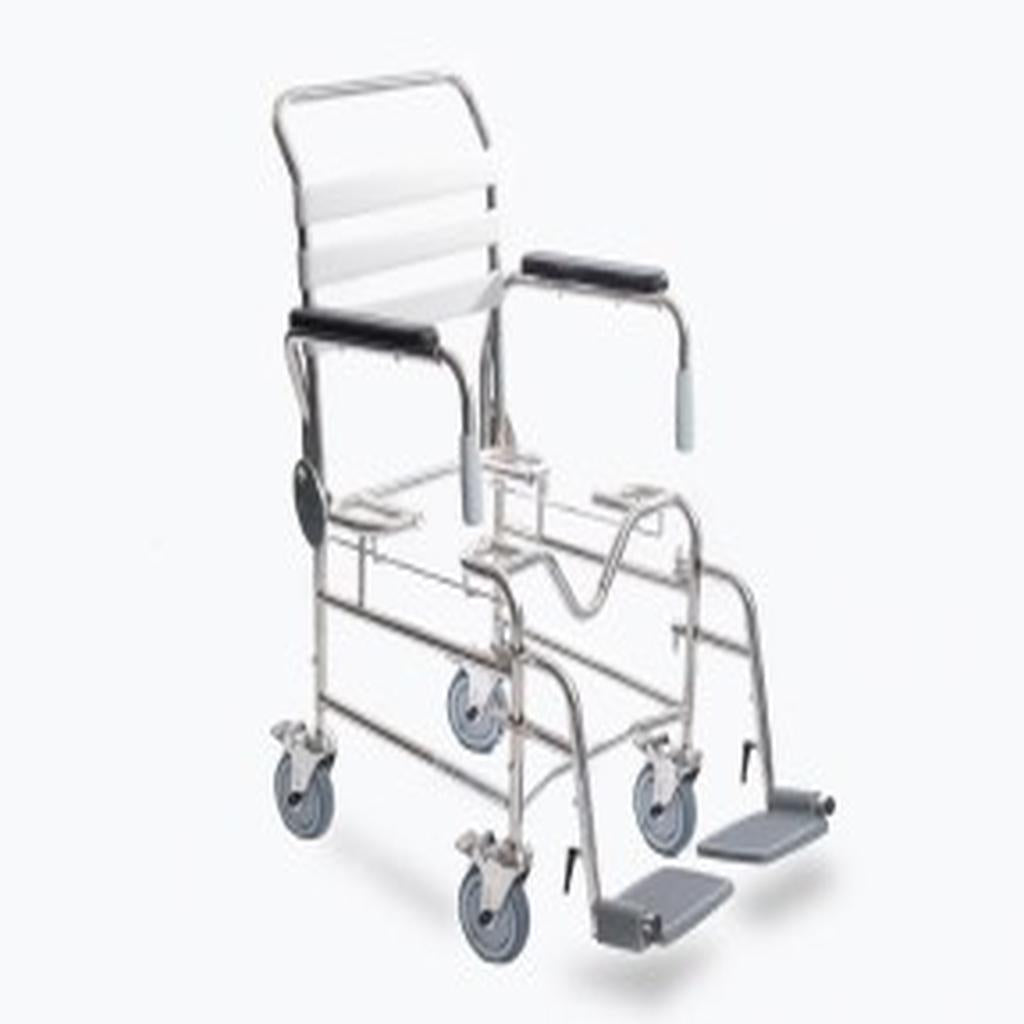 Shower Commode, Attendant Propelled, Swing Away Footplate, Height Adjustable, 460mm, Juvo (SWL 200Kg)