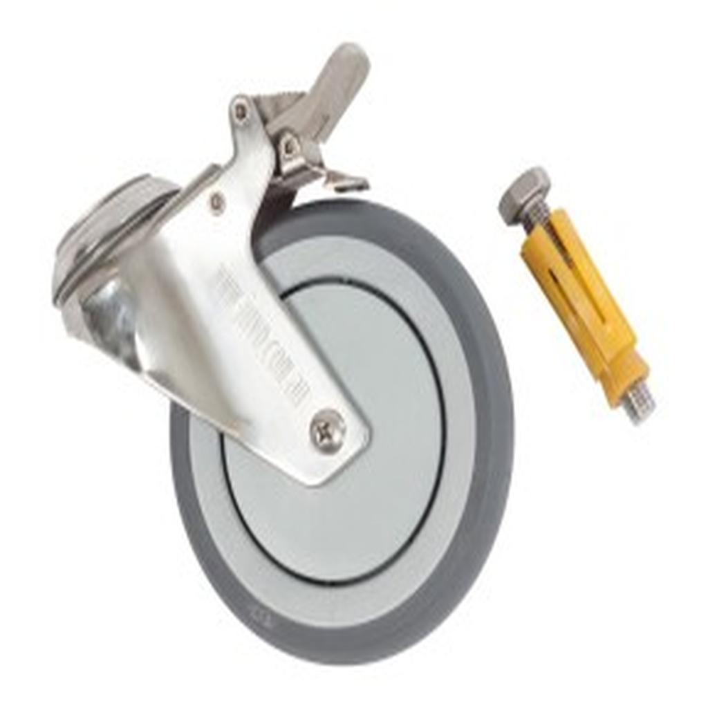 Castor, Braking, Juvo, Stainless Steel, with Bolt & Expanding Pintle