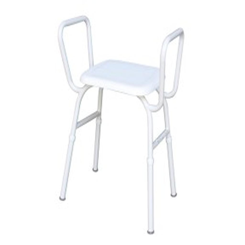 Shower Stool, Aluminium, Plastic Seat, with Arms (SWL 175kg)
