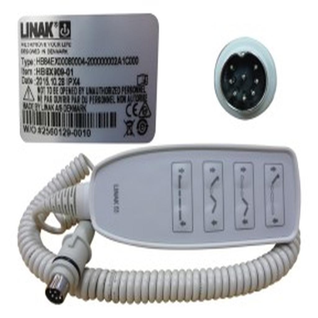 Handset, 8 Button, Grey, 8 Pin DIN (Round) Plug, Linak HB80