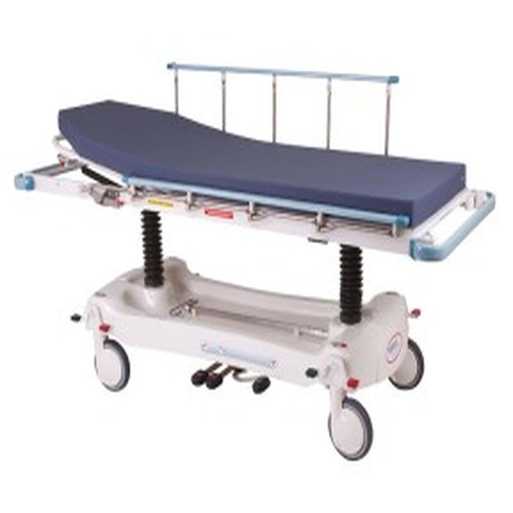 Patient Trolley, Hydraulic Hi-Lo, Backrest & Trendelenburg, Includes 100mm Mattress, Foot Rail & 5 Riser Dropside Rails, Contour Classic, Modsel (SWL 300kg)