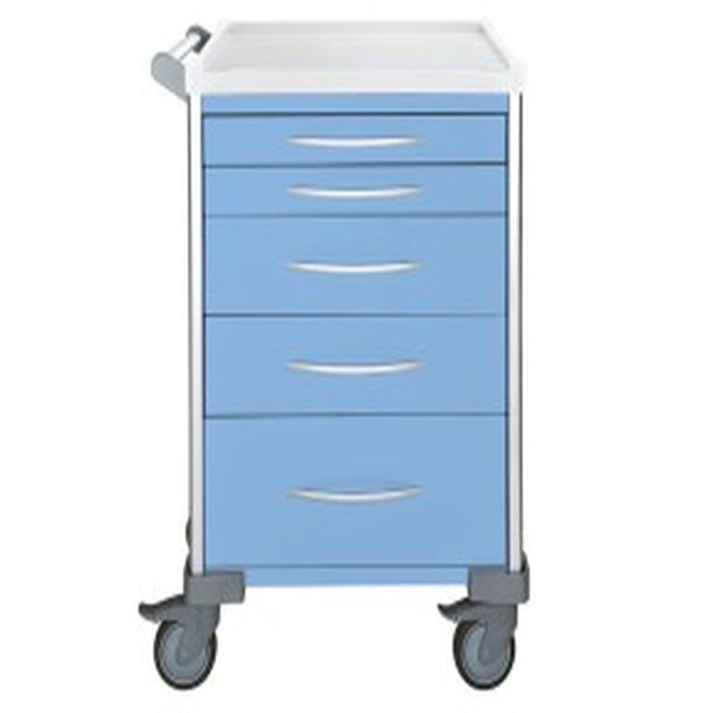 Anaesthesia Cart, Standard, 5 Drawer (2x 75mm, 2x 155mm, 1x 235mm), Blue, UniCart