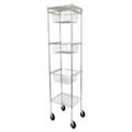 Wire Shelving, 510 x 610 x 1800mm, Chrome, 2 Shelves & 3 Baskets, with 125mm Castors, Unicare