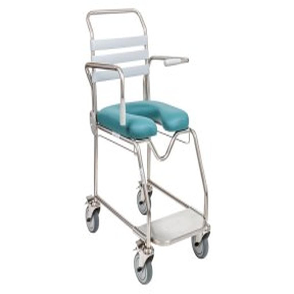 Shower Commode, Attendant Propelled, Sliding Footplate, 410mm, Juvo (SWL 200kg)