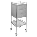 Dressing Trolley, Stainless Steel, 2 Shelves, 3 Drawer, with 3 Rails, 500 x 500 x 900mm