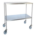 Instrument Trolley, Stainless Steel, 2 Shelves, without Rails, 1220 x 600 x 900mm, 125mm Castors