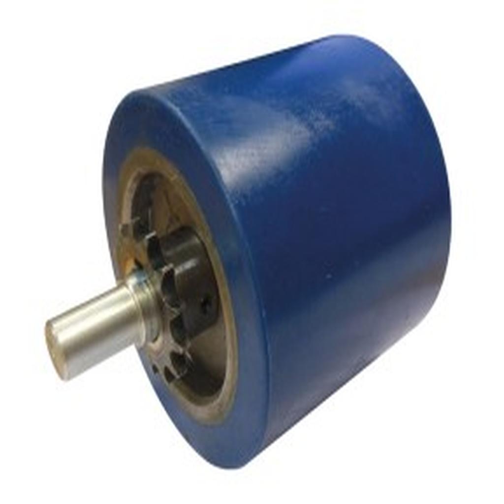 Drive Wheel, 100mm dia. x 90mm, with Shaft and Sprocket, Electrodrive, to suit Gzunda Bed Mover