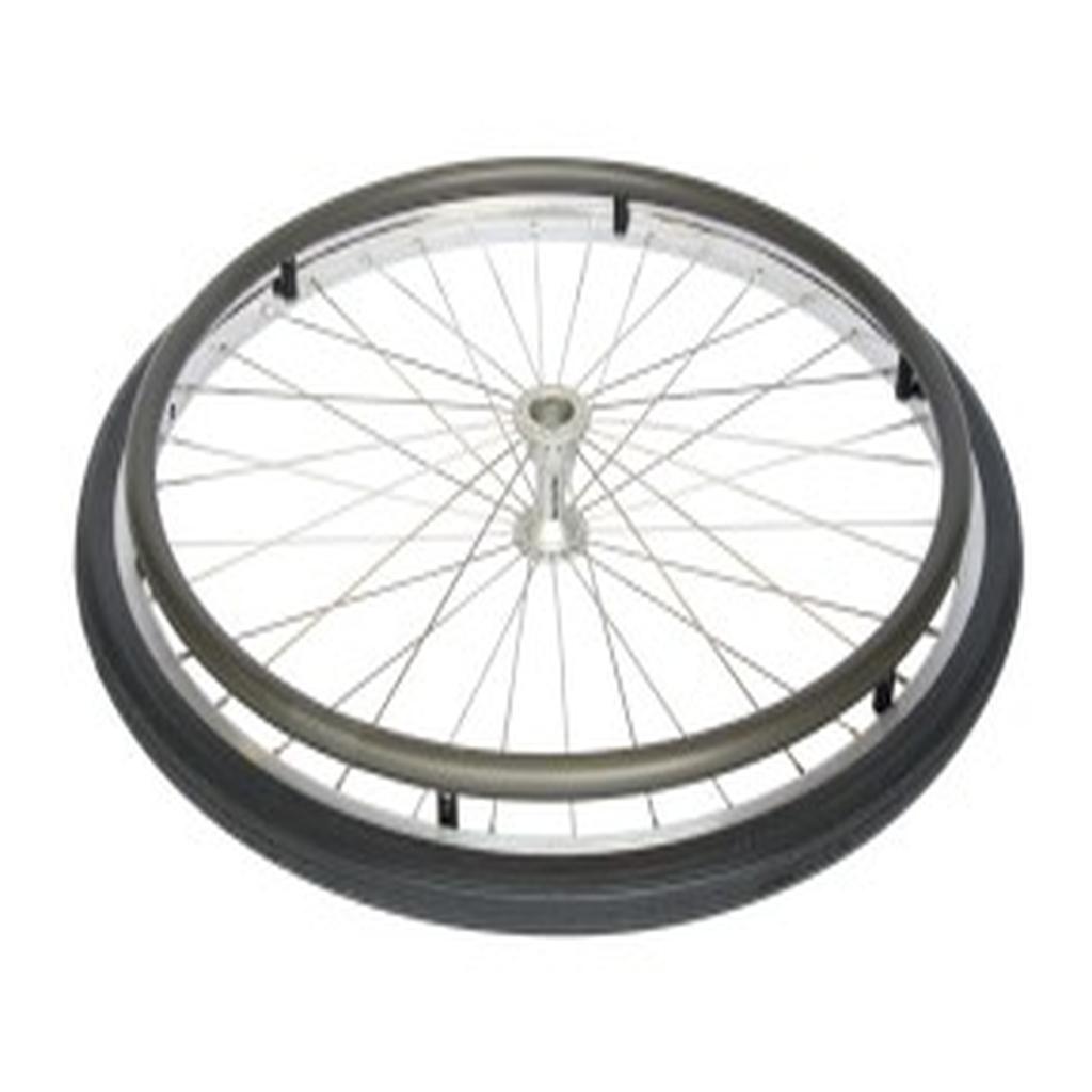 Wheel, 610mm (24in.), Spoked, Anodised Hand Rim, with Solid Tyre, Quickie