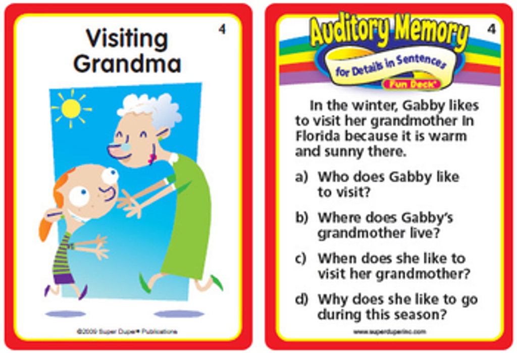 Auditory Memory for Short Stories Fun Deck