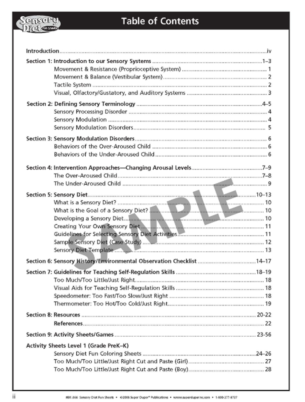 Sensory Diet Fun Sheets 2nd Edition