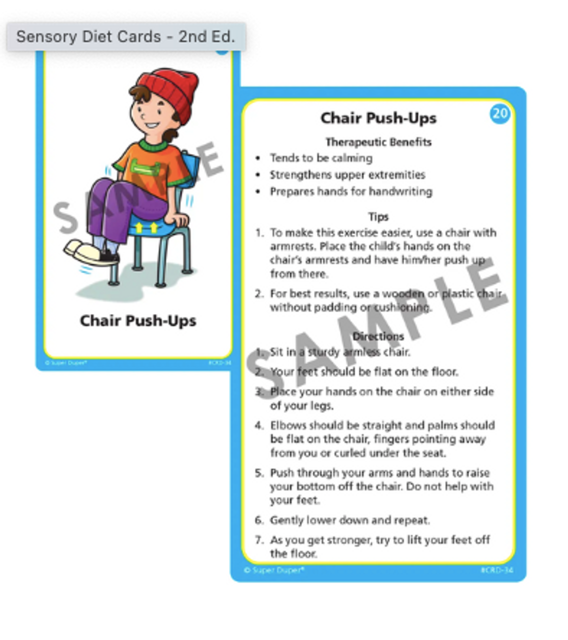 Sensory Diet Cards
