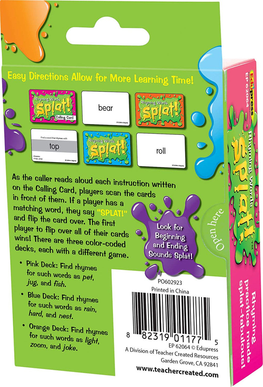 Rhyming Words Splat Game
