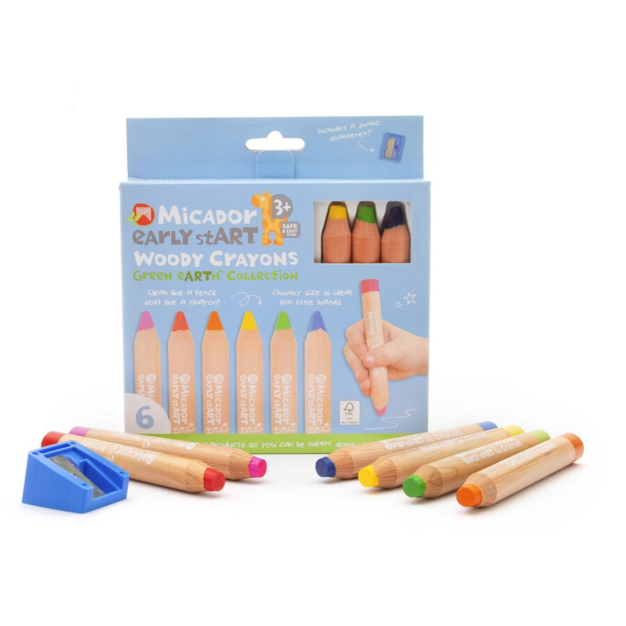 Early Start Woody Crayons, Pack of 6