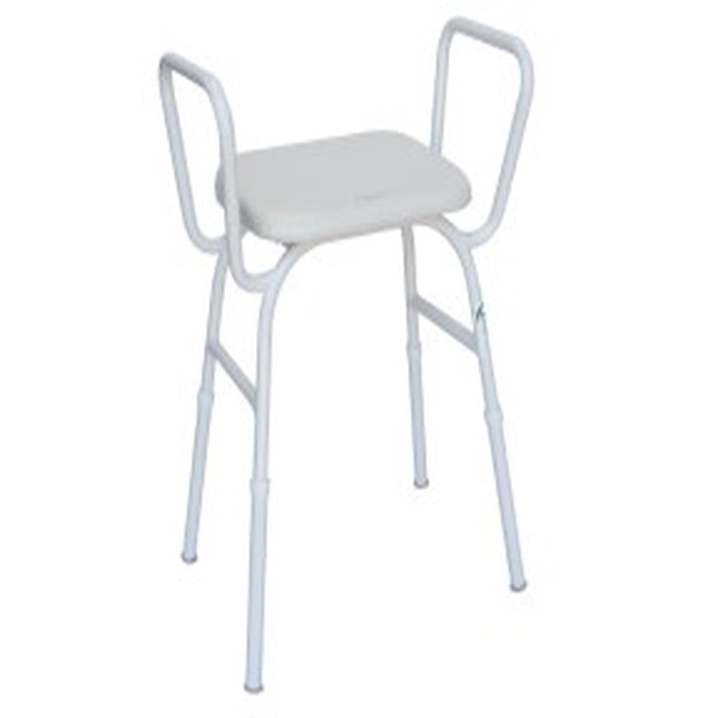 Shower Stool, Aluminium, Padded Seat, with Arms (SWL 175kg)