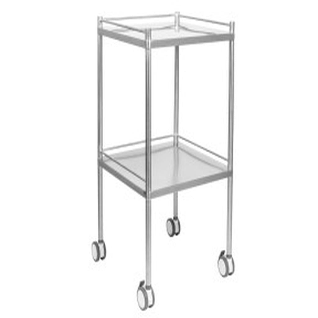 Dressing Trolley, Stainless Steel, 2 Shelves, with 3 Rails, 500 x 500 x 900mm