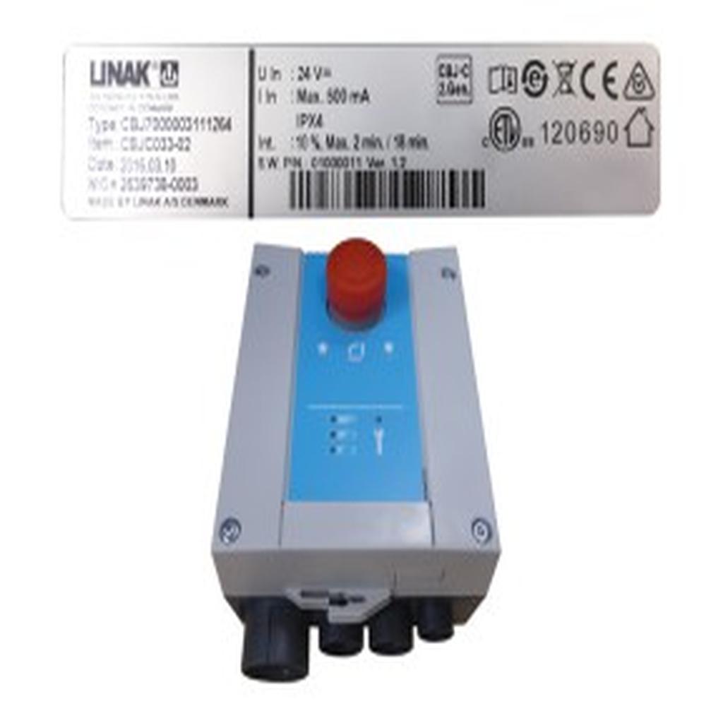 Control Box, 1 Channel, LED Display, Light Blue, Inbuilt Charger, Linak Jumbo Care, to suit Leckey Horizon Stander