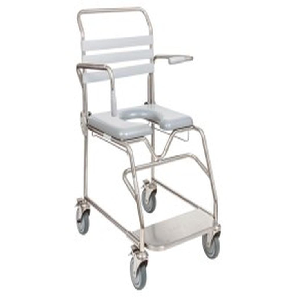 Shower Commode, Attendant Propelled, Sliding Footplate, 510mm, Juvo, Xtra Care (SWL 300kg)