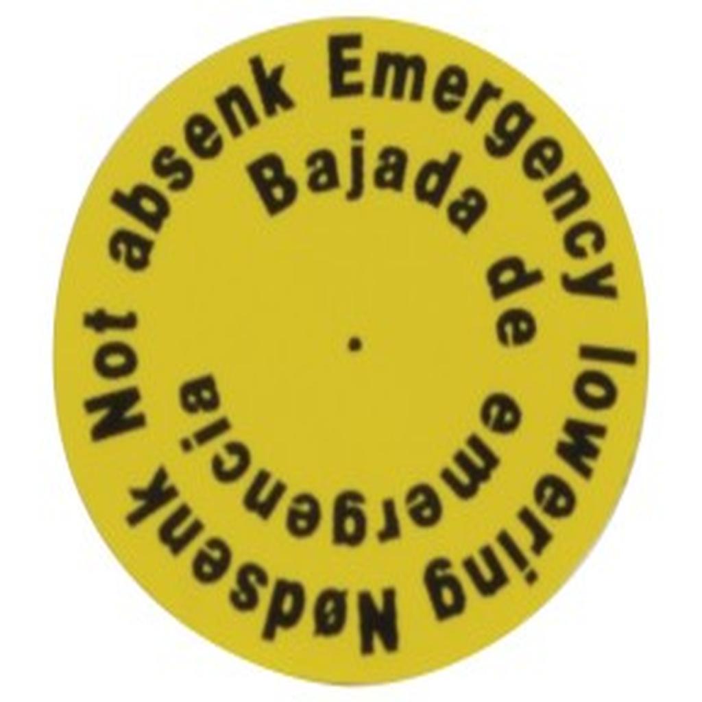 Decal, Emergency Lowering, Molift, to suit Nomad Ceiling Hoist