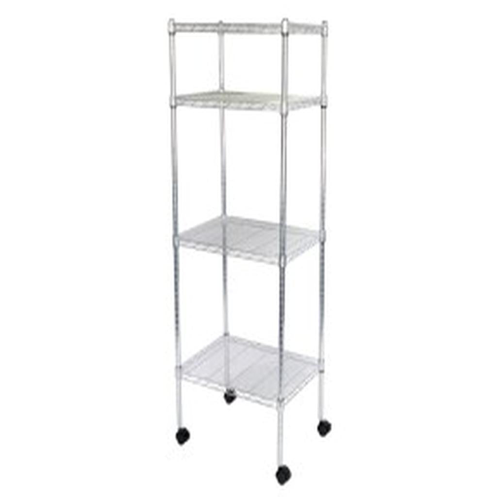 Wire Shelving, 460 x 610 x 1500mm, Chrome, 4 Shelves, with 50mm Castors, Unicare