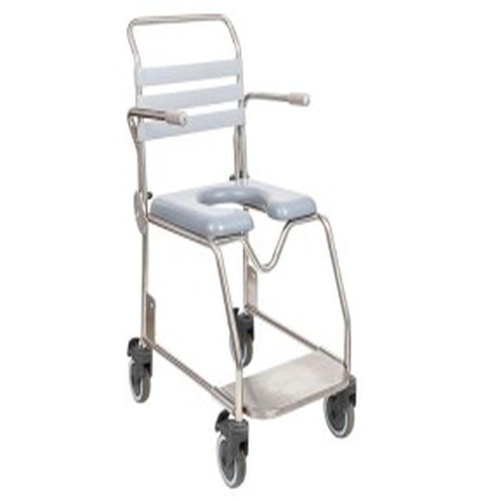 Shower Commode, Attendant Propelled, Sliding Footplate, 460mm, Juvo, Hybrid (SWL 150kg)