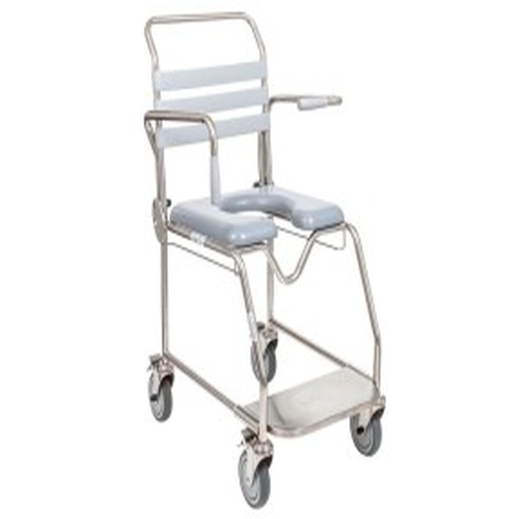 Shower Commode, Attendant Propelled, Sliding Footplate, 460mm, Juvo (SWL 200kg)