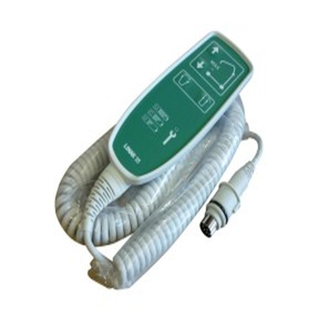 Handset, 4 Button, Grey [Green], 8 Pin DIN (Round) Plug, with Battery and Service Lights, Linak HB80