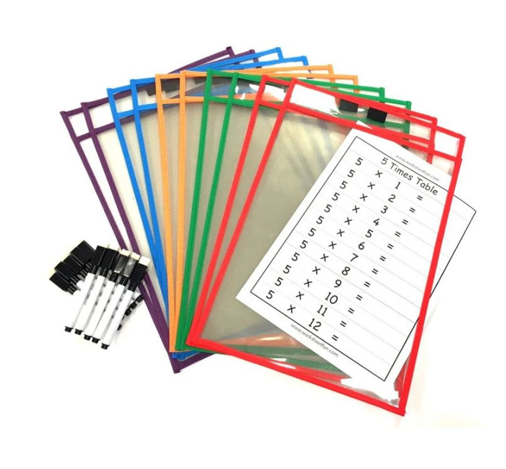 Write 'n' Wipe Paper Saver Sleeves with Pens and Erasers
